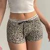 Shorts pour femmes Heyoungirl imprimé léopard dentelle patchwork taille basse pour femmes à lacets sexy mode été mini y2k tenues rétro