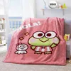 Anime Keroro Sapo Verde Grandes Olhos Designer Cobertor Macio Colcha Praia Quente Capa de Viagem Para Crianças Meninos Meninas Presente 240327