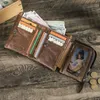 contact's Genuine Leather Wallets for Men Short Trifold Casual Men Wallets Luxury Designer Card Holders Coin Purses Mey Clip a6V0#