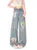 Jeans Femme Femmes Denim Pantalon Mignon Dessin Animé Graphique Imprimer Chien Jean Pantalon Taille Haute Y2k Pantalon Harajuku Casual Bf Boyfriend Plus Taille