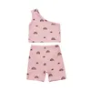 Zestawy odzieży Baby Girls 2pcs Summer Casual Suit Toddler Emwear Cartoon Wydrukowane jedno ramiona Topy Krótkie spodnie 1-5 lat Ubrania