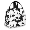 Modèle de peau de vache Sac à lunch isolé Boîte à lunch Ctainers pour femmes Hommes Boutique Bureau École Pique-nique D7TJ #