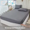 34st Stolid Beding Set Waterproof Mitted Sheet Bed Sheet Pillow Cases Soft Queen King Full Twin Size White and Grey 240328