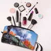 Cosmetic Bags Steam Trains Portable Makeup Case For Travel Camping Outside Activity Toiletry Jewelry Bag