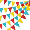 Party Decoration Circus Carnival Banner Yellow Blue Red Glitter Paper Pennant Triangle Bunting Flag For Birthday Supplies