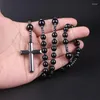 Pendentif Colliers Collier de prière en hématite Sol sacré pour croix chapelet perles religieuses goutte
