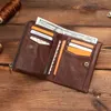 Contact's echte lederen portefeuilles voor mannen Korte tweevoudige vintage vintage heren portemonnee luxe merk Zip Coin portemonnees kaarthouders mey clip p8bz#