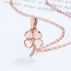 Four-leaved Grass Opal Necklace Female 925 Sterling Silver Minority Light Luxury Crystal Collar Chain Design Feeling Rose Gold Pendant {category}