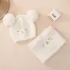 Autumn Infant Baby Girl Winter Warm Beanie Hat Soft Knitted Cap and Fleece Lined Scarf Set Costume Accessories 240311