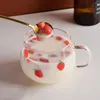 Wine Glasses Strawberry Drinking Glass Espresso Coffee Cups Clear Mug Fruit Dish Mugs Beverage Tea Latte Office Household Milk