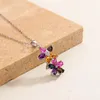 Цепочки на заказ из натурального красочного мульти-драгоценного камня в форме цветка из стерлингового серебра 925 пробы ожерелье