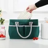 simple Insulated Lunch Bag, Reusable Side Pockets Lunch Bag For School & Work Zipper Lunch Box For Travel & Picnic 06AK#