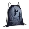 Odins Ravens V-Viking Age Legal Bolsa de viagem com cordão Bolsa de viagem com impressão 3D Mochila para meninos e meninas Bolsa de sapato escolar d288 #