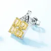 Boucles d'oreilles à tige en argent S925, diamant jaune généreux, incrusté de fleurs, à haute teneur en carbone