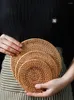 Table Mats Rattan Handmade Round Insulation Pot Mat Placemat Kitchen Tea Ceremony Accessories Decor