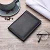 Thinkthendo Retro Genuine Genine Cowhide Travel Passport Card Card Cover Cover Case Protector Writerizer Wallet Black Y7Qz#