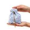 creative Fr Canvas Wedding Handbag Drawstring Pearl Sugar Bag Large Capacity Jewerly Gift Packing Bag U4Sm#