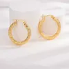 Hoop Earrings Trendy Clip For Women Girls Gold Color Round Circle Stainless Steel Earing Jewelry Accessories Wholesale