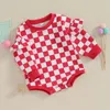 Pagliaccetti Born Baby Girl Vestiti a quadretti Felpa oversize con volant Pagliaccetto a bolle Top a scacchiera a maniche lunghe