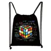 magic Cube Print Drawstring Bag Cubo Magico Storage Bags for Travel Math Formula Boys Girl School Backpack Kids Daypack Bookbag j6DE#