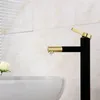 Rubinetti per lavabo da bagno Rubinetto miscelatore in ottone a cascata monocomando per lavabo in oro nero di alta qualità