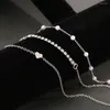 Pendentif Colliers Vintage multi-niveaux collier en forme de coeur pour femmes mode féminine argent-plaque cristal artificiel chaîne de perles bijoux