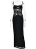 줄리사 모 섹시 레이스 슬립 백리스 스플릿 미디 드레스를 통해 여성 숙녀를위한 슬립 스플릿 미디 드레스 우아한 저녁 2023 가을 패션 240319