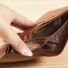 men Wallet Genuine Leather Rfid Blocking Trifold Wallet Vintage Thin Short Multi Functi ID Credit Card Holder Male Purse Mey n6VN#
