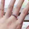 Lüks Orijinal Tasarımcı Markalı Logo Gravür AAA+ 7 Moissanit Çöp Hollow Ring 18k Beyaz Altın Aşk Yüzükleri Kadın Kız Erkek Erkek Erkek Düğün Nişan Takı USA BOYUT 6 7 8