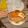 Zestawy naczyń obiadowych 2 szt. Metalowa stal nierdzewna miska miska dla dzieci przybory do porcji pojedynczej uchwytu na ryż