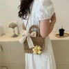 Weave Lace Bow Handbag High Quality Square Shape DACR Casual Crossbody Bag Summer Beach Bag L56C#