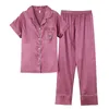 Sleepwear Womens Sleepwear 2 Piece Summer Women Silk Satin Pyjamas Set Short Sleeve Suit Female Pijamas M L XL XXL XXXL