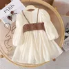 Langarm Chiffon Prinzessin Kleid PU Leder Weste 2 Stücke 2024 Mädchen Frühling Und Herbst Mode 212 Jahre Kinder Kleidung 240325