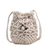 Borse a tracolla 2024 Moda filo di cotone a tracolla in paglia Mini borsa per cellulare Hollow Semplice Casual Hundred Beach