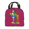 Sac à lunch Cube Rubiks personnalisé Boîte à lunch à isolation chaude pour les élèves Work Work Picnic Food Tote Sacs 91ci #