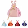 pu Leather Veet Drawstring Bag Large Capacity Korean Style Carto Rabbit Ear Handbag Storage Bag Wrist Bag Festive Sugar D6JR#