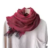 Japanese Linen Scarf 100% Linen Gray Effect Lovers Scarf Art Thin Stretch Shawl Solid Color High-Grade Scarves 240320