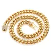 Hip Hop Iced Clasp Stainless Steel Miami 18k Gold Jewelry Mens Cuban Chain Cadena Cubana Necklaces