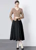 Vestidos casuais 2024 temperamento elegante versão coreana de laço de lã pequeno vestido oversized saia conjunto de duas peças