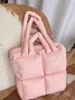 women Diamd Block Tote Bag Puff Soft Cott Filled Pillow Bags for Ladies Versatile Zipper One Shoulder Underarm Bags Female A3ar#