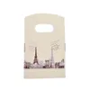 100 -stcs/lot plastic winkelzakken vintage gele eiffeltoren verpakkingszakken met handgreep 9 x 15 cm groothandel f6rs#