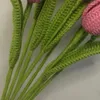 Decorative Flowers 1pc Knit Flower Bouquet Artificial Tulips Fake Handmade Hand-woven Wedding Christmas Home Decoration