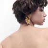 매달린 귀걸이 레트로 크리에이티브 은행가 잎 디자인 패션 과장 기하학적 팬 모양