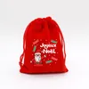 1 st 13x18cm Red Christmas Veet Väskor DrawString Pouch Candy Snack Present Bag Bracelet Smycken Förpackning Förvaringspåsar Z1WS#