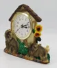 Table Clocks Hankroi Rural Style Desk Clock Resin 6.25 Inches Height House & Elephant Hand Painted Home Decor