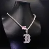 2022 Ny designbrev B Pendant Real Solid Gold Iced Out Hip Hop Baguette/Emerald Lab Diamond Moissanite Inledande halsband