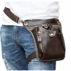 Retro Men's Leather midjepåse Multi-FuncTi Sports Belt Bag Outdoor Practical Ben Bag Bag Real Cowhide Menger Påsar för man F3EV#