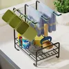 Kitchen Storage Rag Rack Wall Mounted Countertop Shelf Utensils Dishcloth Sponge Drain Sink Organizer