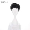 Wigs ccutoo 30cm mannen kort zwart grijs mix synthetische pruik yuri !!!On Ice Otabek Altin Slickedback Cosplay Wig