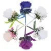 Decorative Flowers 6pcs Bride Groom Boutonniere Dried Flower Wedding Ornament